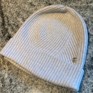 Ribbed merino wool knit beanie